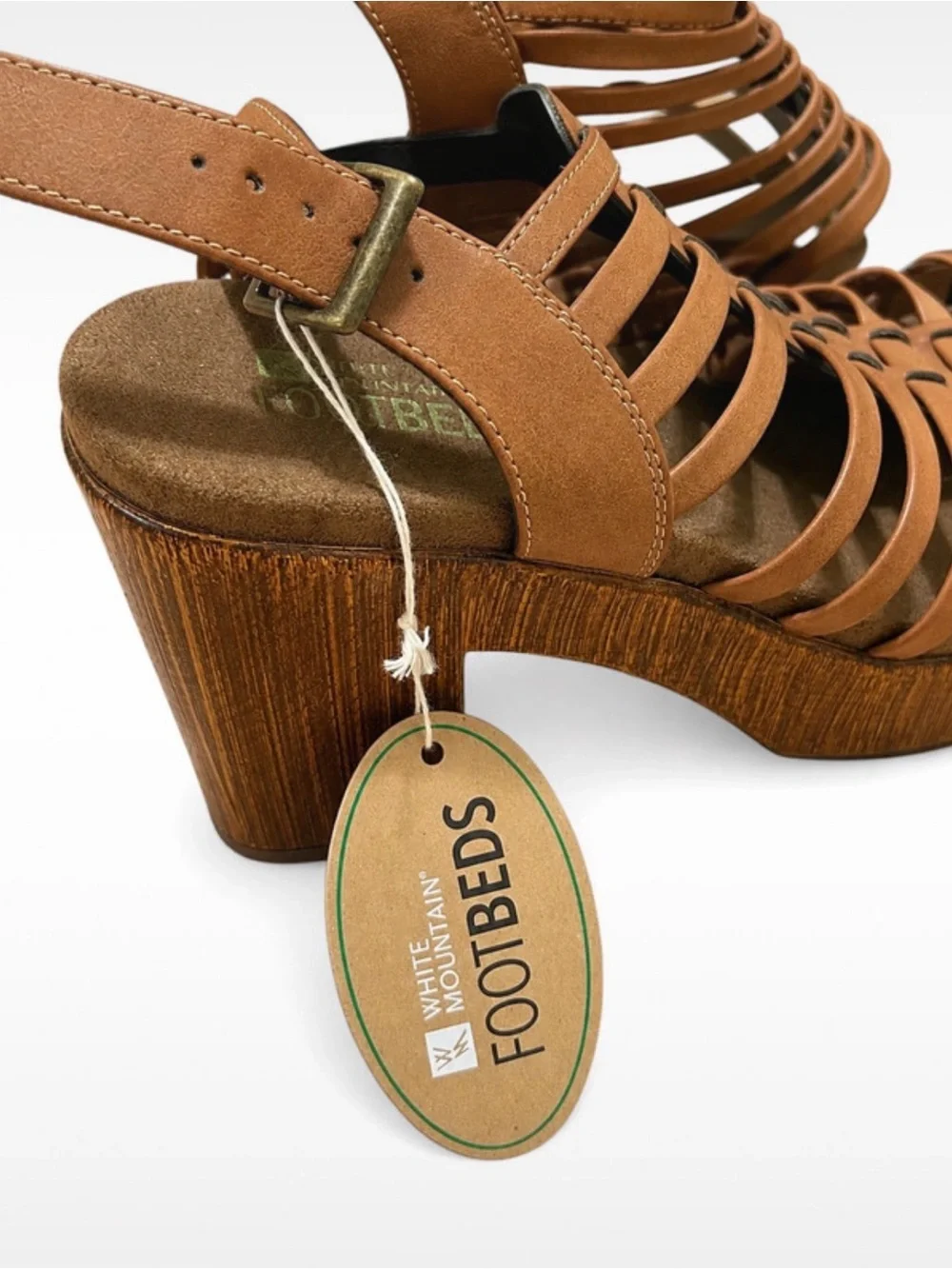 White Mountain Astonish Platform Clog Sandals Dark Tan Women’s Size 8 New